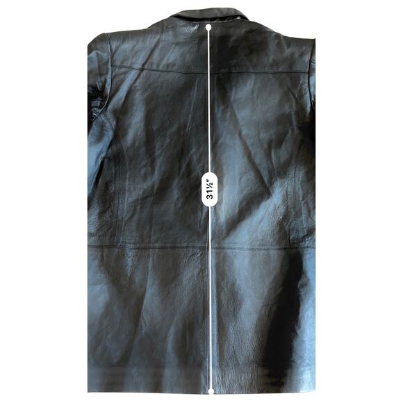 Atlantic Beach Long Collared Black Leather Trench Coat 1X NWT Streetwear‎ Edgy - Picture 7 of 14